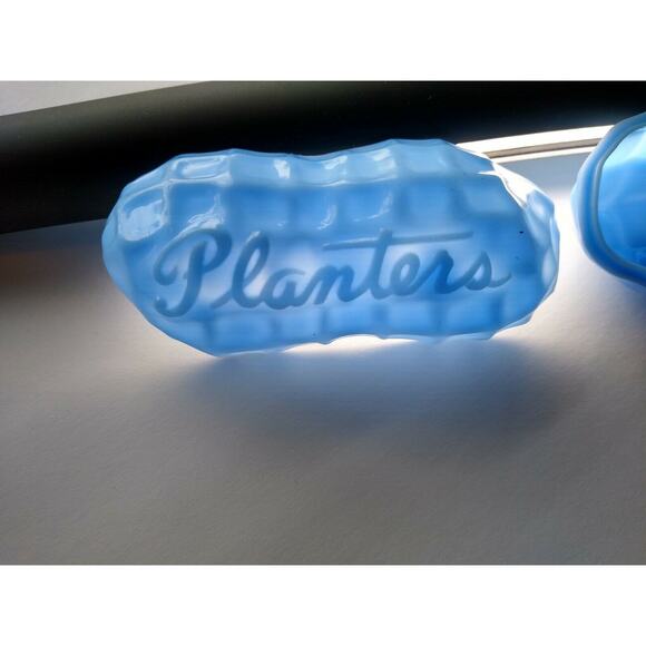 Mr Peanut Hard Plastic Nut Shaped Candy Container Planters Embossed Blue 1950s - Picture 3 of 12